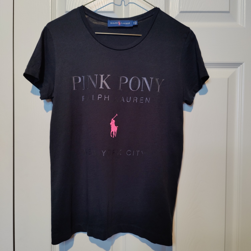 Ralph Lauren Pink Pony Black T-Shirt
